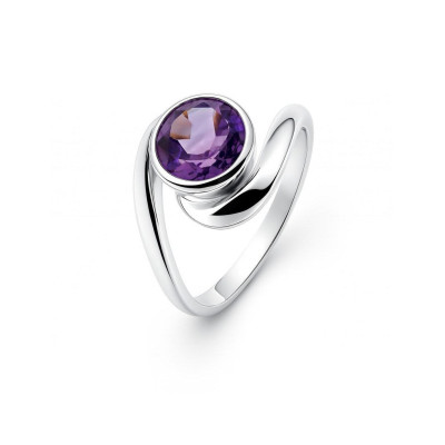 Bague Argent  Améthyste 8mm Corps Croisé 
