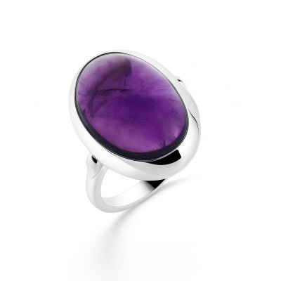 Bague Argent  Améthyste Cabochon 18x13mm