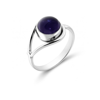 Bague Argent  Améthyste Cabochon 8mm