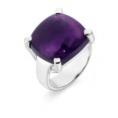 Bague Argent  Améthyste cabochon carré 16mm