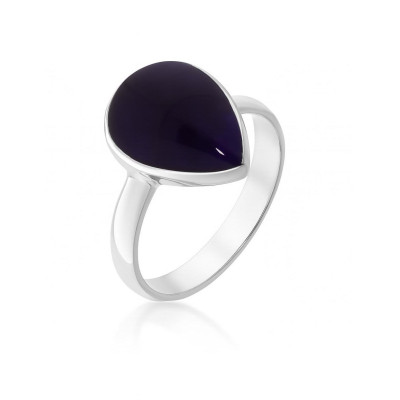 Bague Argent  Améthyste Cabochon Poire 14x10mm