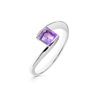 Bague Argent Améthyste Carrée 5mm