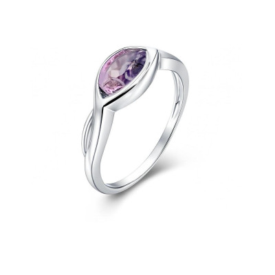 Bague Argent  Améthyste Ovale 7x5mm Corps entrelacé