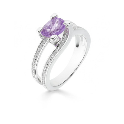 Bague Argent  Améthyste Ovale 8x6mm