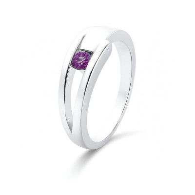Bague Argent  Améthyste Ronde 3.5mm