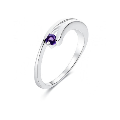 Bague Argent  Améthyste Ronde 3mm