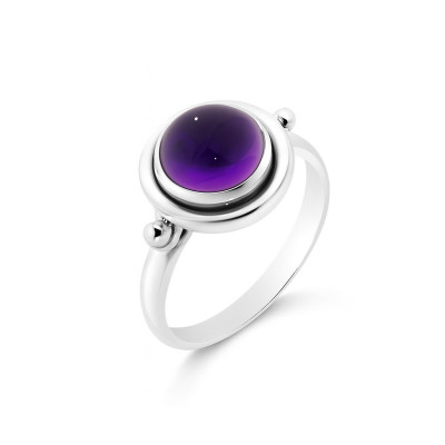 Bague Argent  Améthyste ronde 9mm