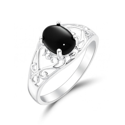 Bague Argent Arabesques et Onyx 