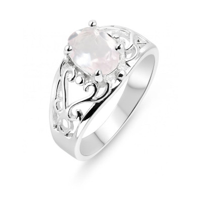 Bague Argent Arabesques et  Quartz Rose
