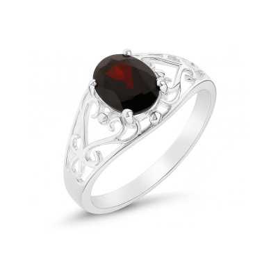 Bague Argent Arabesques Grenat 