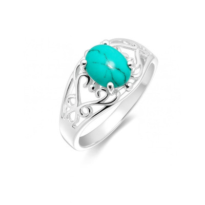 Bague Argent Arabesques  Turquoise reconstituée