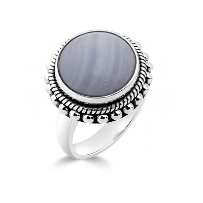 Bague Argent  Calcédoine Ronde 12mm