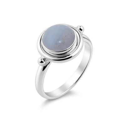 Bague Argent  Calcédoine Ronde 9mm