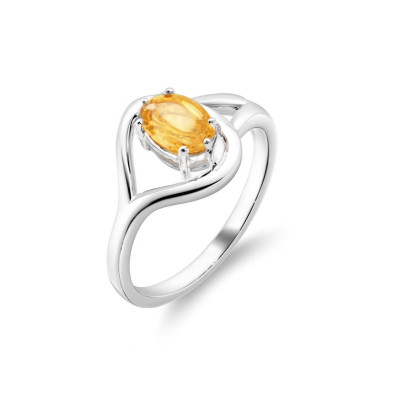 Bague Argent  Citrine Ovale 7x5mm
