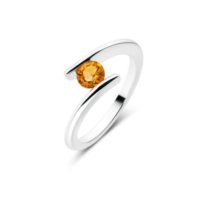 Bague Argent  Citrine Ronde 5mm