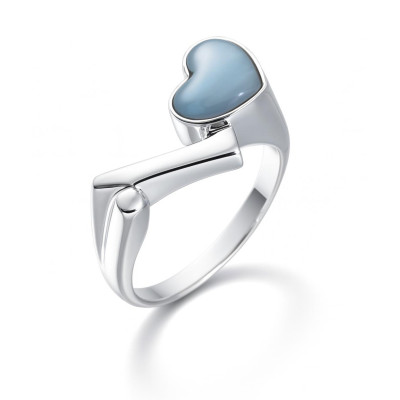 Bague Argent Coeur Nacre Bleue