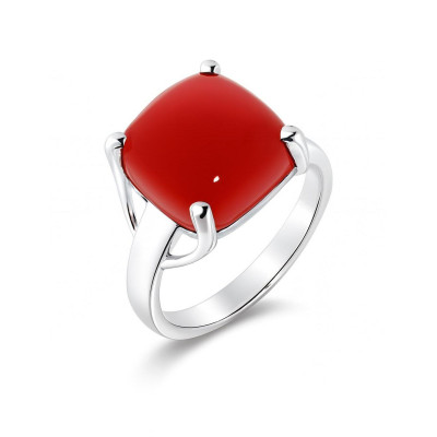 Bague Argent  Cornaline Coussin 12mm 
