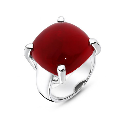 Bague Argent  Cornaline Coussin 16mm
