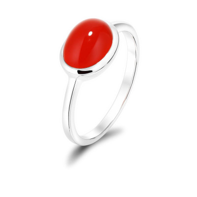 Bague Argent Cornaline Ovale 9x7mm