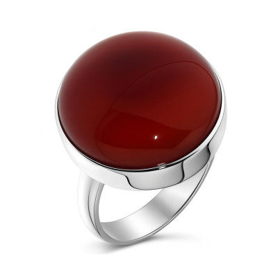 Bague Argent Cornaline Ronde 20mm