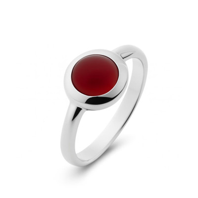 Bague Argent Cornaline Ronde 7mm