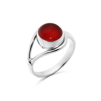 Bague Argent  Cornaline Ronde 8mm