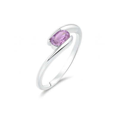 Bague Argent Corps Croisé Améthyste Ovale 6x4mm