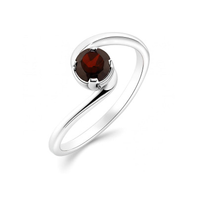 Bague Argent Corps Croisé  Grenat Rond 5mm