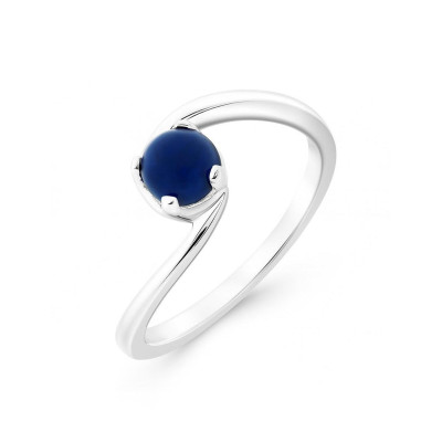 Bague Argent Corps Croisé  Lapis Lazuli Rond 5mm