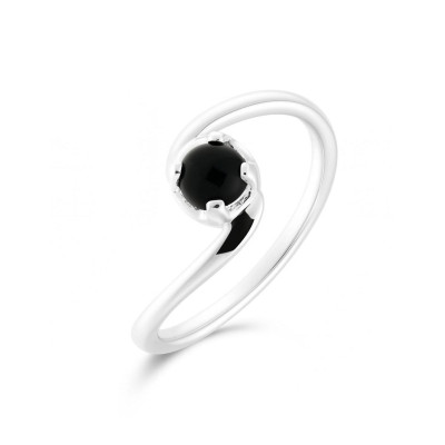Bague Argent Corps croisé Onyx 5mm