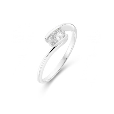 Bague Argent Corps Croisé Oxyde Ovale 6x4mm