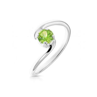 Bague Argent Corps Croisé  Péridot Rond 5mm