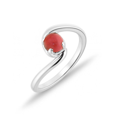Bague Argent Corps Croisé  Rhodonite Ronde 5mm