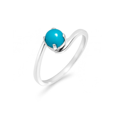 Bague Argent Corps Croisé  Turquoise reconstituée Ronde 5mm