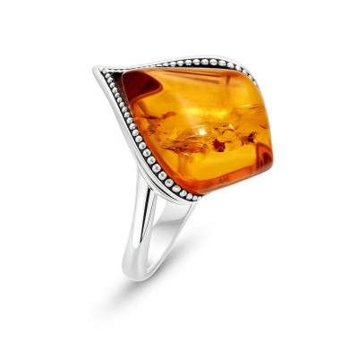 Bague argent et ambre 10x13mm