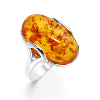 Bague argent et ambre ovale 20x12mm