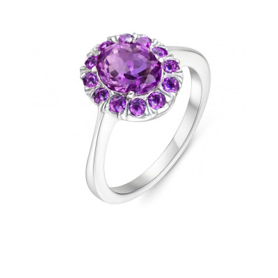 Bague Argent et Améthystes forme marquise