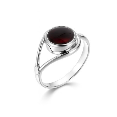 Bague Argent  Grenat Cabochon 8mm
