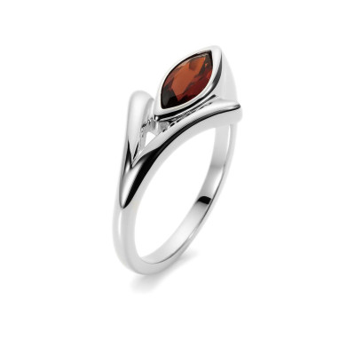 Bague Argent Grenat Navette