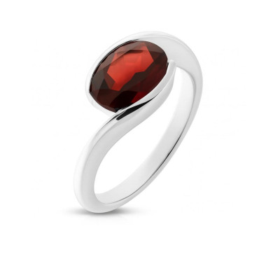 Bague Argent Grenat Ovale  9x7mm 