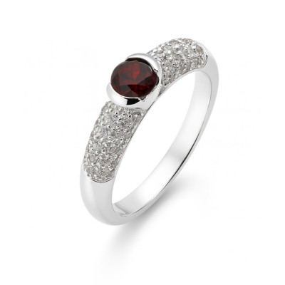 Bague Argent Grenat Rond 5mm et Oxyde