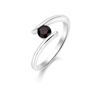 Bague Argent  Grenat Rond 5mm