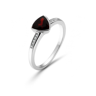 Bague Argent  Grenat Trillion 7mm et Oxyde