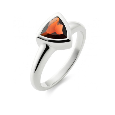 Bague Argent Grenat Trillion 7mm Serti Clos