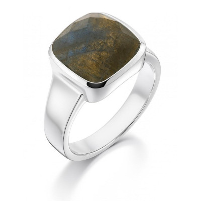 Bague Argent Labradorite Coussin 12mm