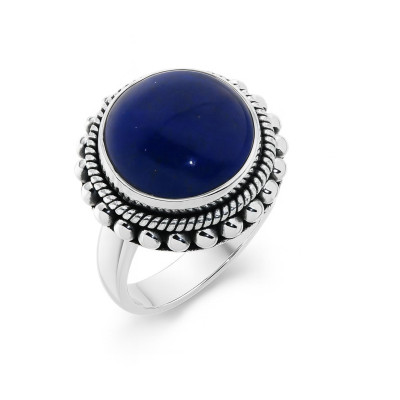 Bague Argent  Lapis Lazuli Rond 12mm