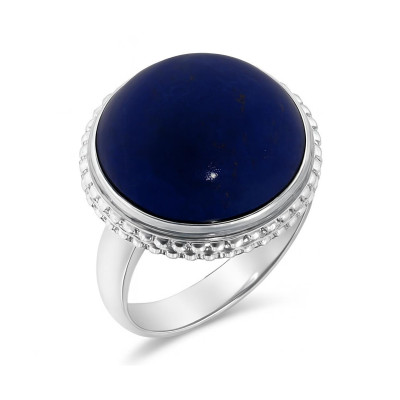 Bague Argent Lapis Lazuli Rond 15mm