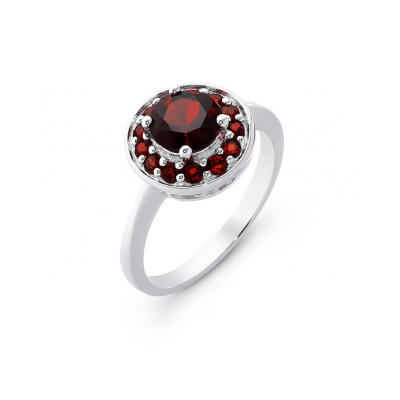 Bague Argent Marquise Grenat 