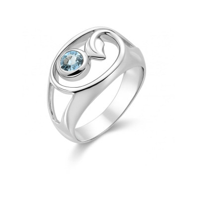 Bague Argent Motif Fleur Topaze Bleue traitée 4mm