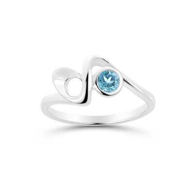 Bague Argent Motif S Topaze Bleue traitée 4mm